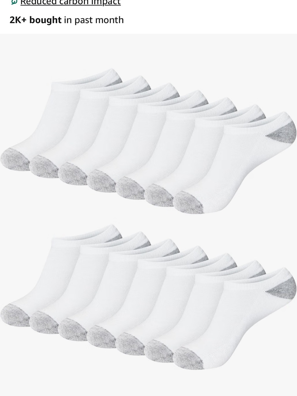 Hanes WomenβsWhite Low-Cut Athletic No-Show Socks with Gray Heel & Toe 7 Pairs